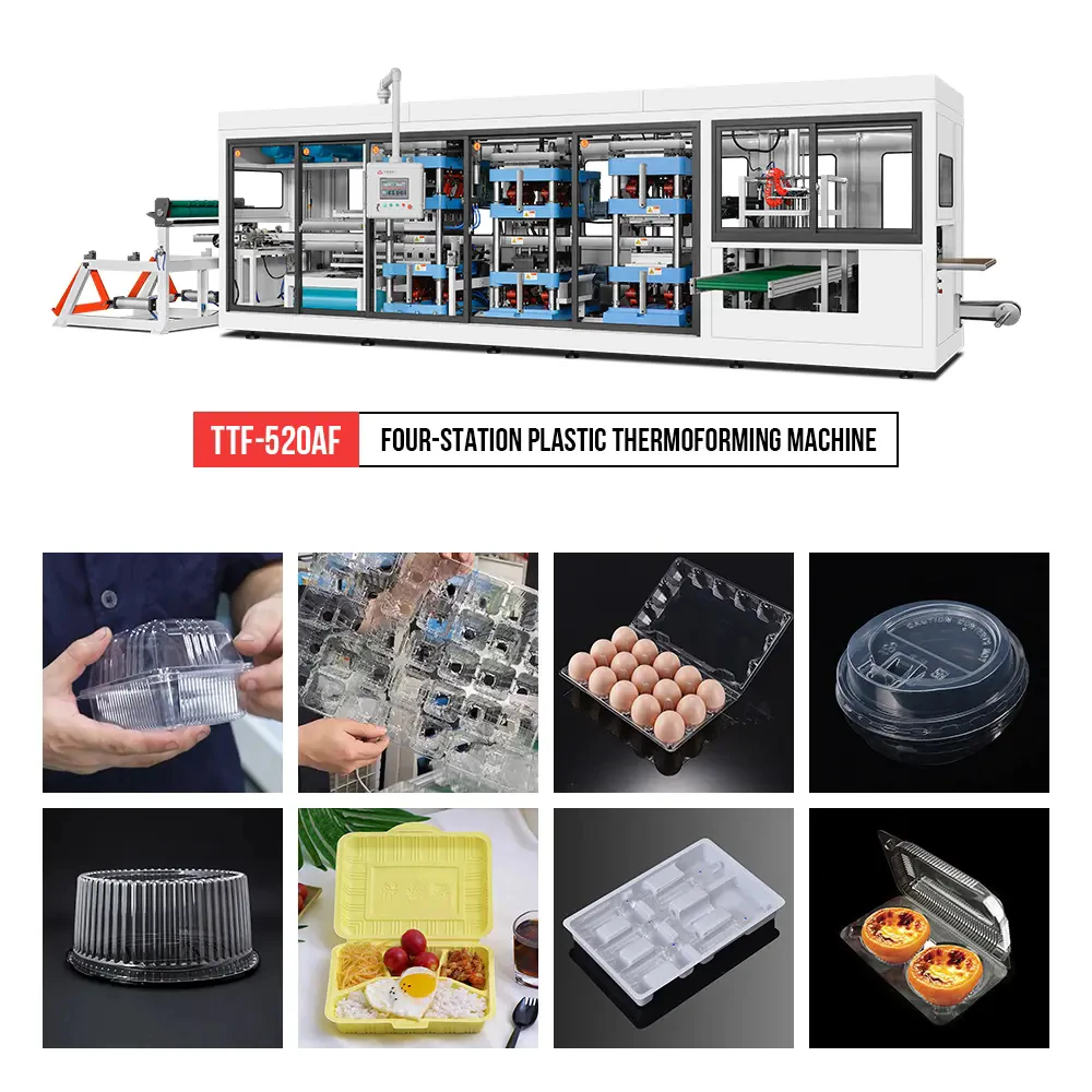 Tam Otomatik Dört-İstasyonlu Plastik Termoform Makinesi
